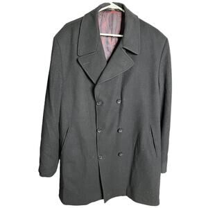 Ted Baker London Black Wool Pea Coat